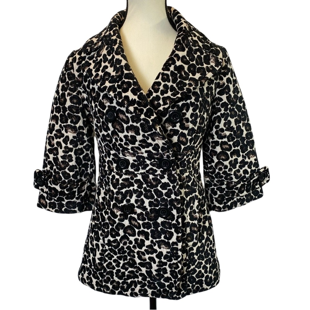 Forever 21‎ Leopard Animal Print Jacket Size Small Double Breasted Collared